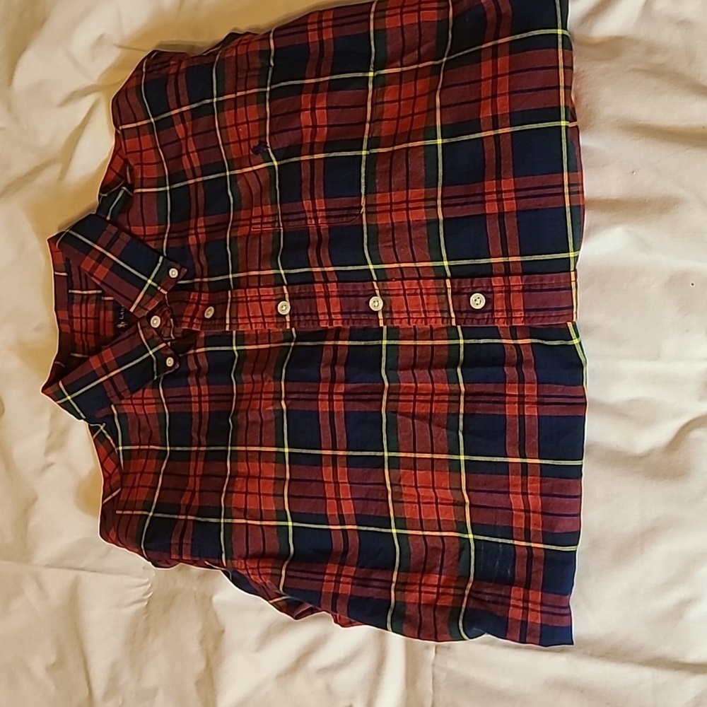 Ralph Lauren Mens XLarge Shirt Red, blue, green, Plaid Long Sleeves Button Down